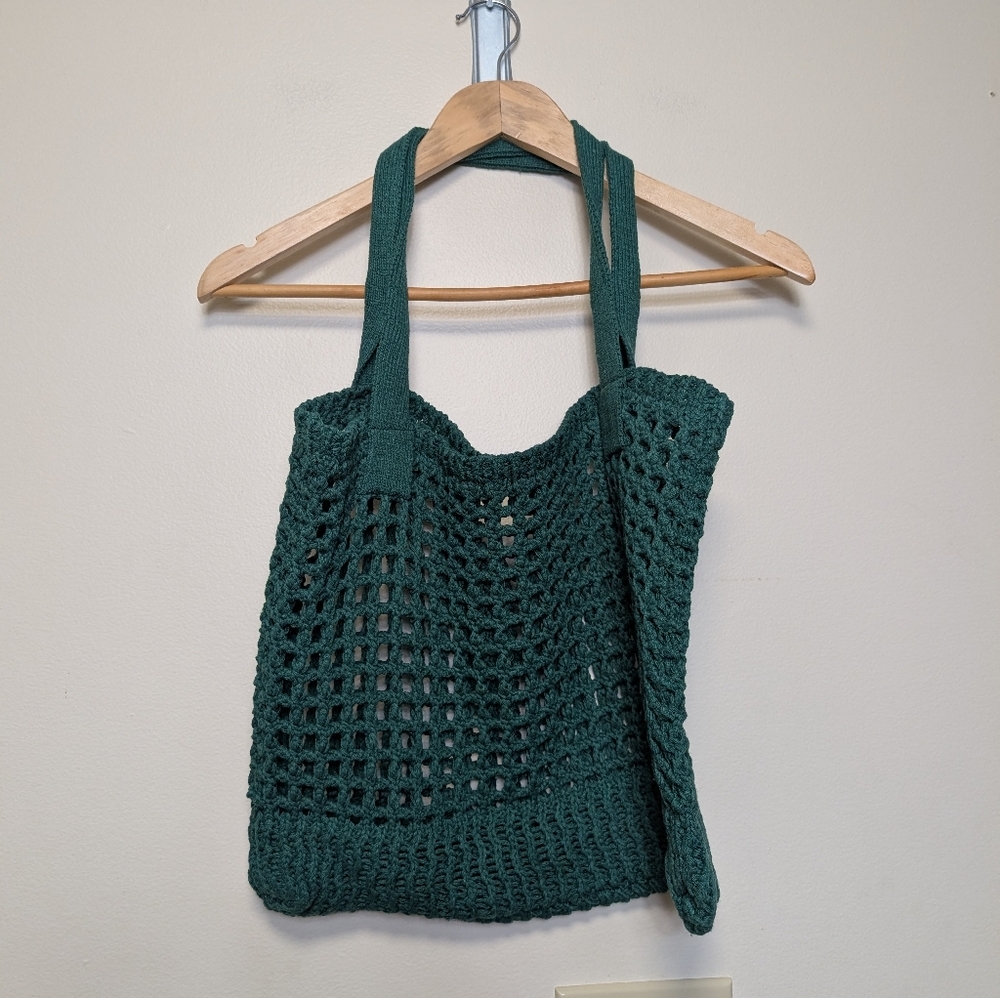 Green Crochet Tote Bag